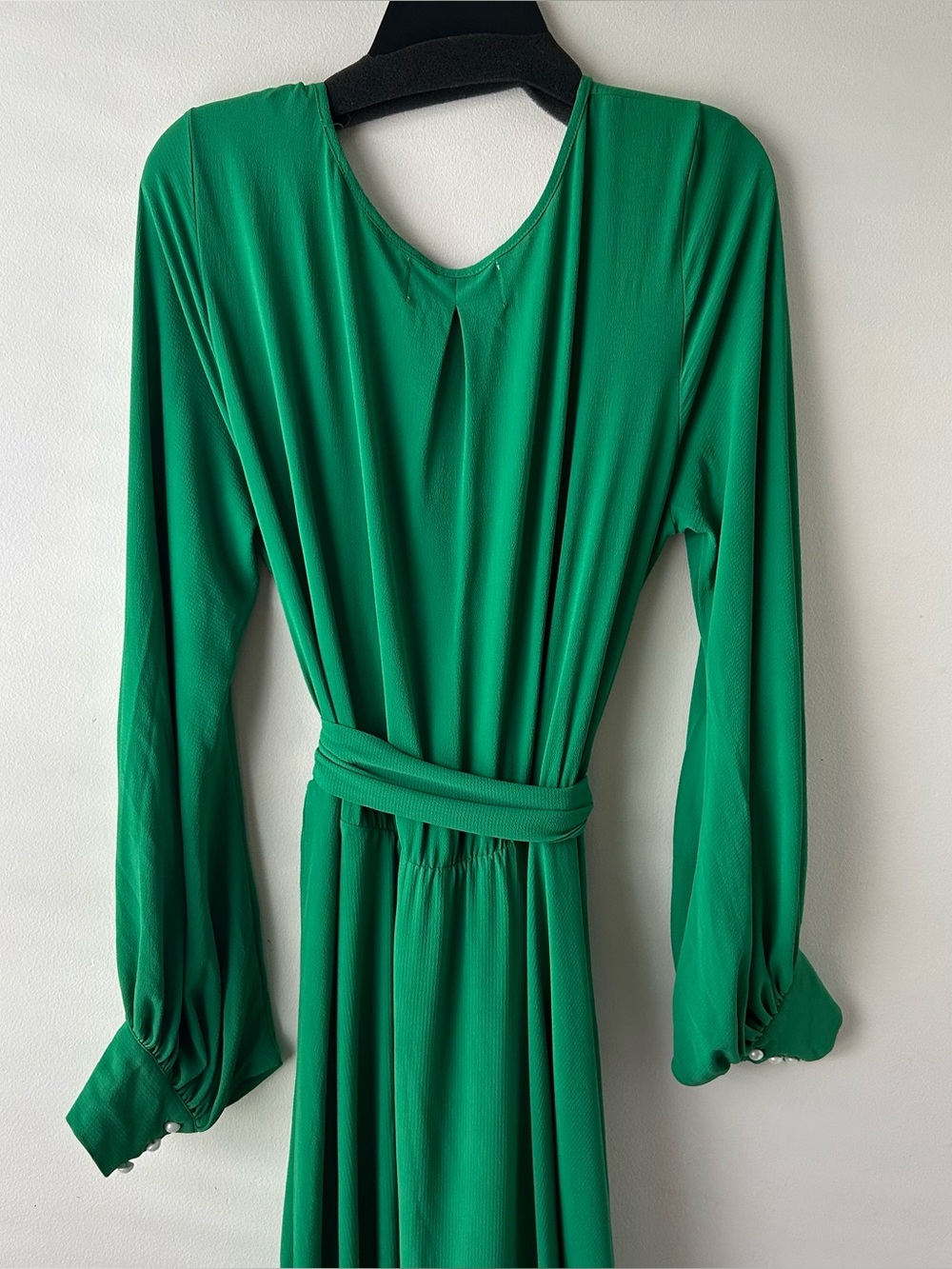 Meghan Los Angeles Lilypad Surplice Maxi Dress Long Sleeves Kelly Green XL - Picture 10 of 13
